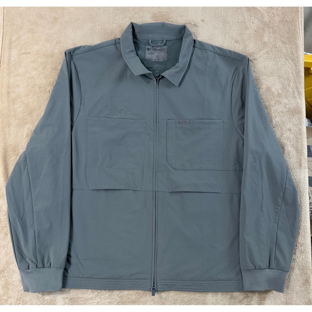 FIGS PRO On-Shift Bomber Jacket Men's 2XL  Gray Full Zip Scrub Jacket Nurse